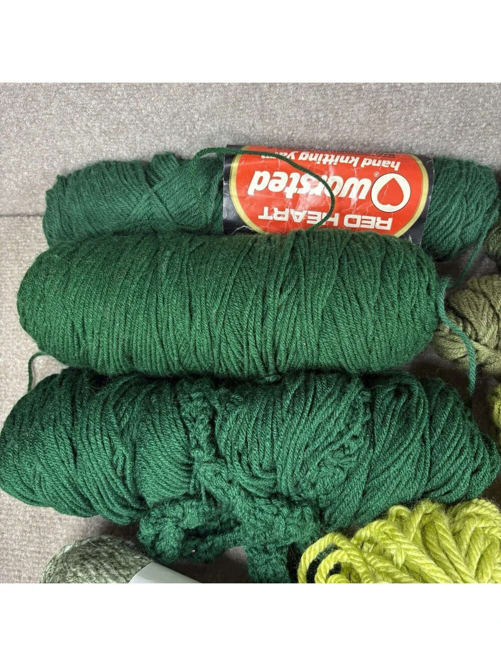 Mixed Yarn Lot Greens Crochet Knitting Craft Lion Loop/Thread Coats Red Heart